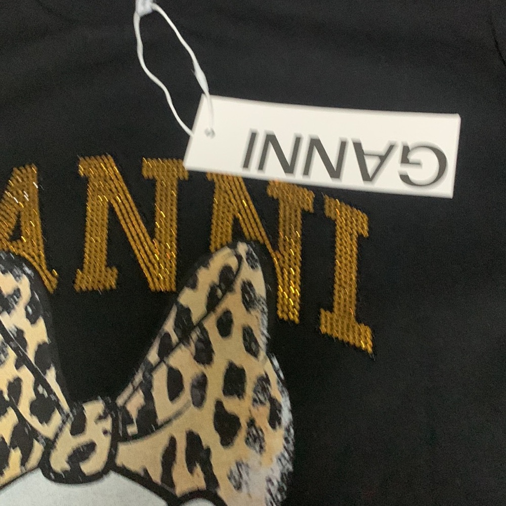 Ganni Black Tee with Daisy Duck and Leopard Bow - Picture 5 of 7